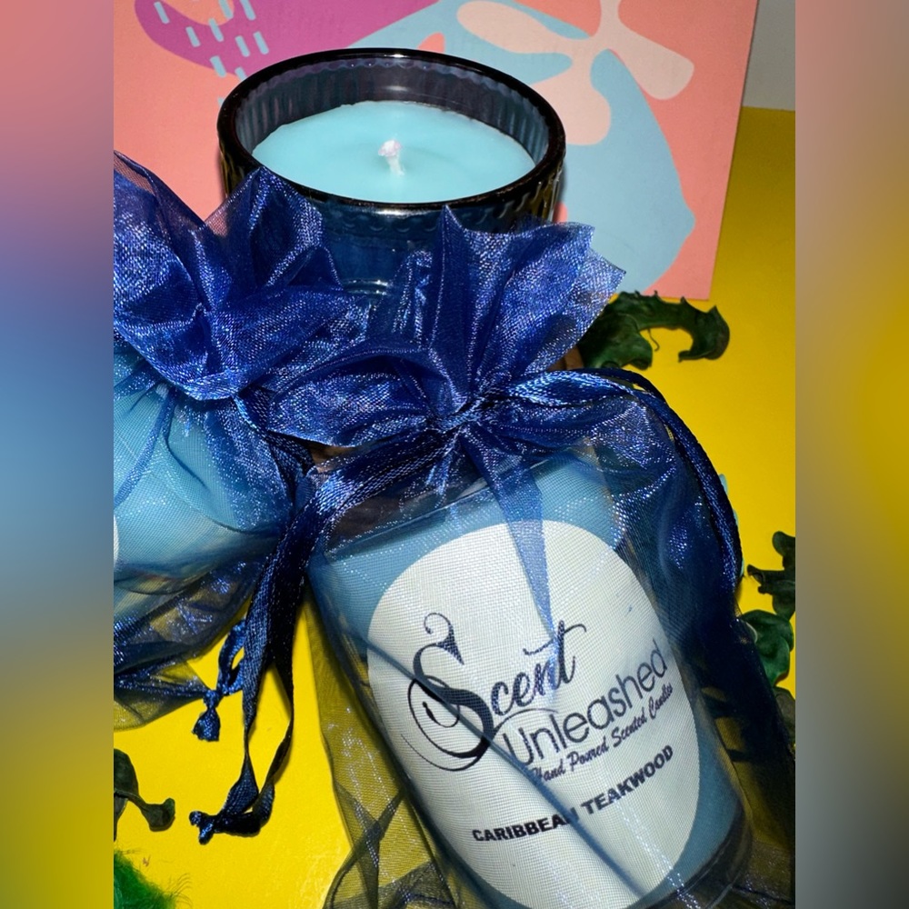 CARIBBEAN TEAKWOOD SCENT UNLEASHED LLC HAND POURED SCENTED CANDLES